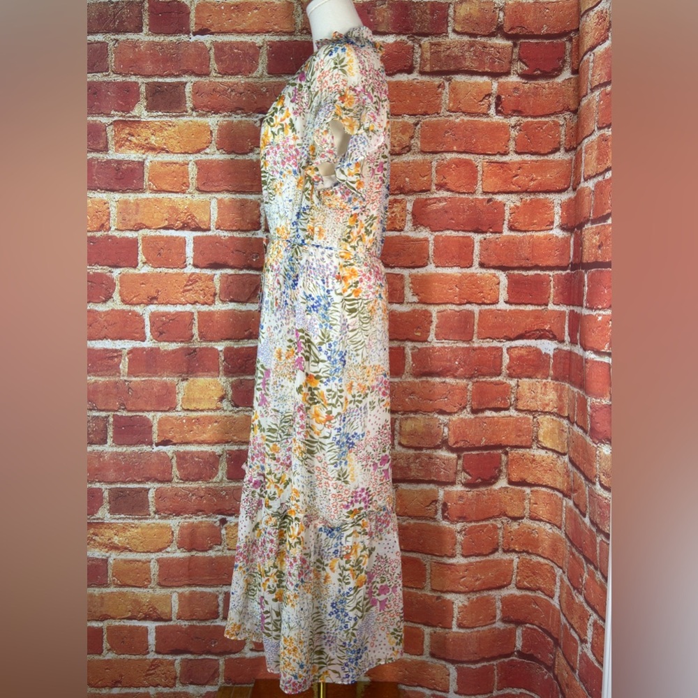 Lucy Paris Multicolor Floral Maxi Dress Size Small Bohemian Cottagecore prairie - Picture 2 of 11
